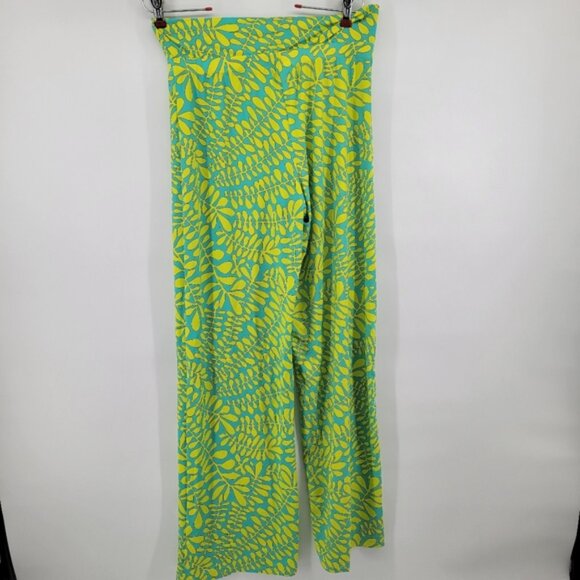 TRINA TURK TRELLIS COVER UP SWIM PANTS, Vibrant Green and Yellow Pants Size Medi - Picture 7 of 8